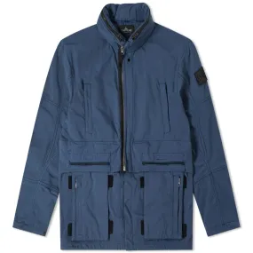 Blue Stone Island Shadow Project Jacket with Hidden Hood