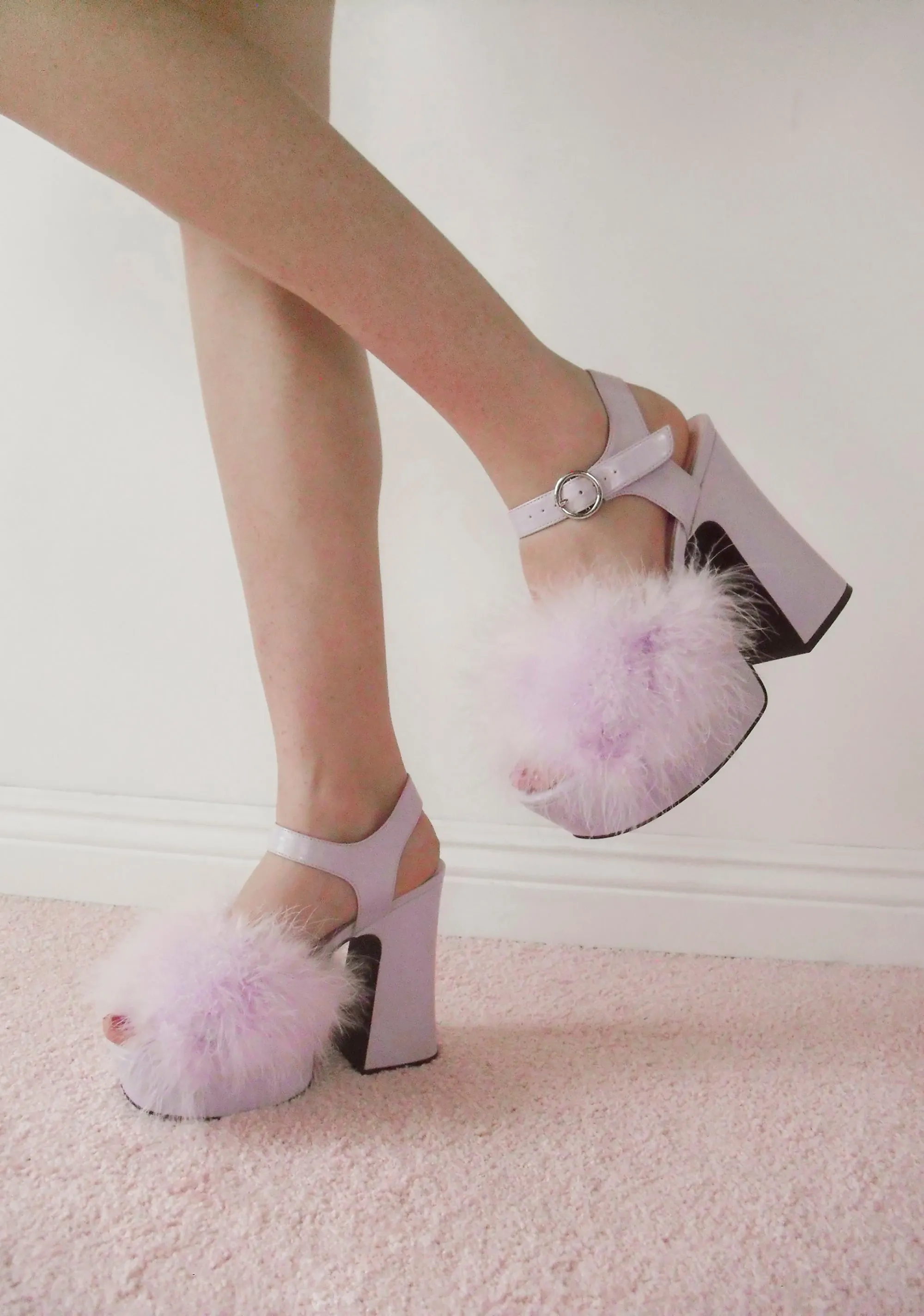 Blushin' N' Crushin' Marabou Heels - Lavender-