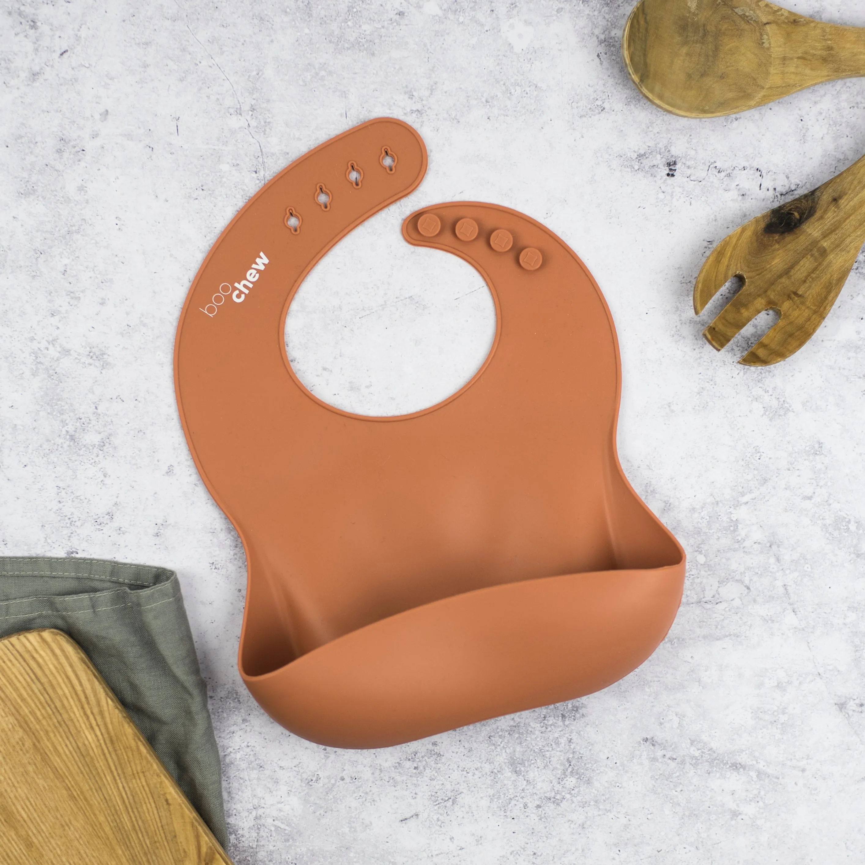 Boo Chew Silicone Bib - Rust - Best Price & Review