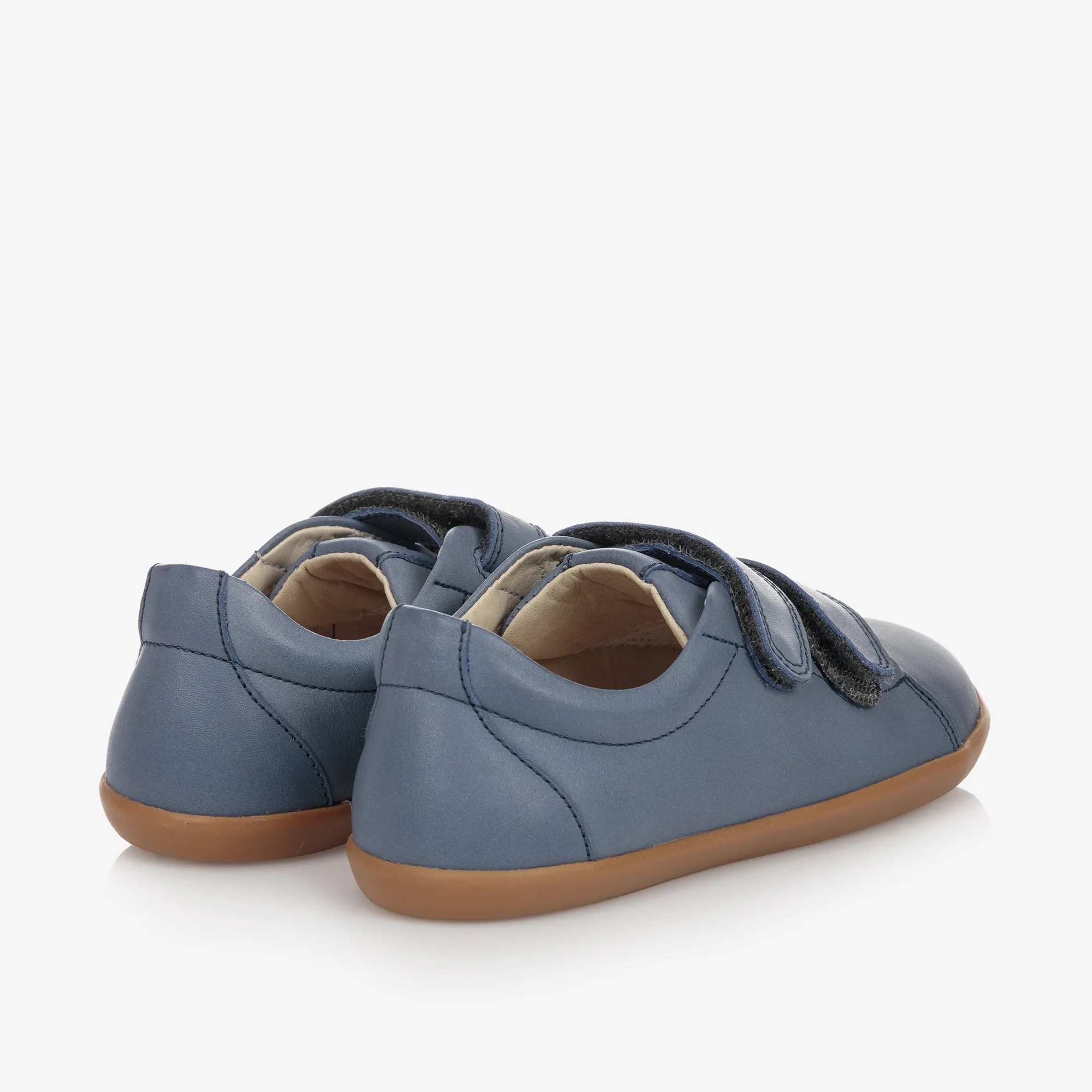 Boys Blue Leather Velcro Trainers