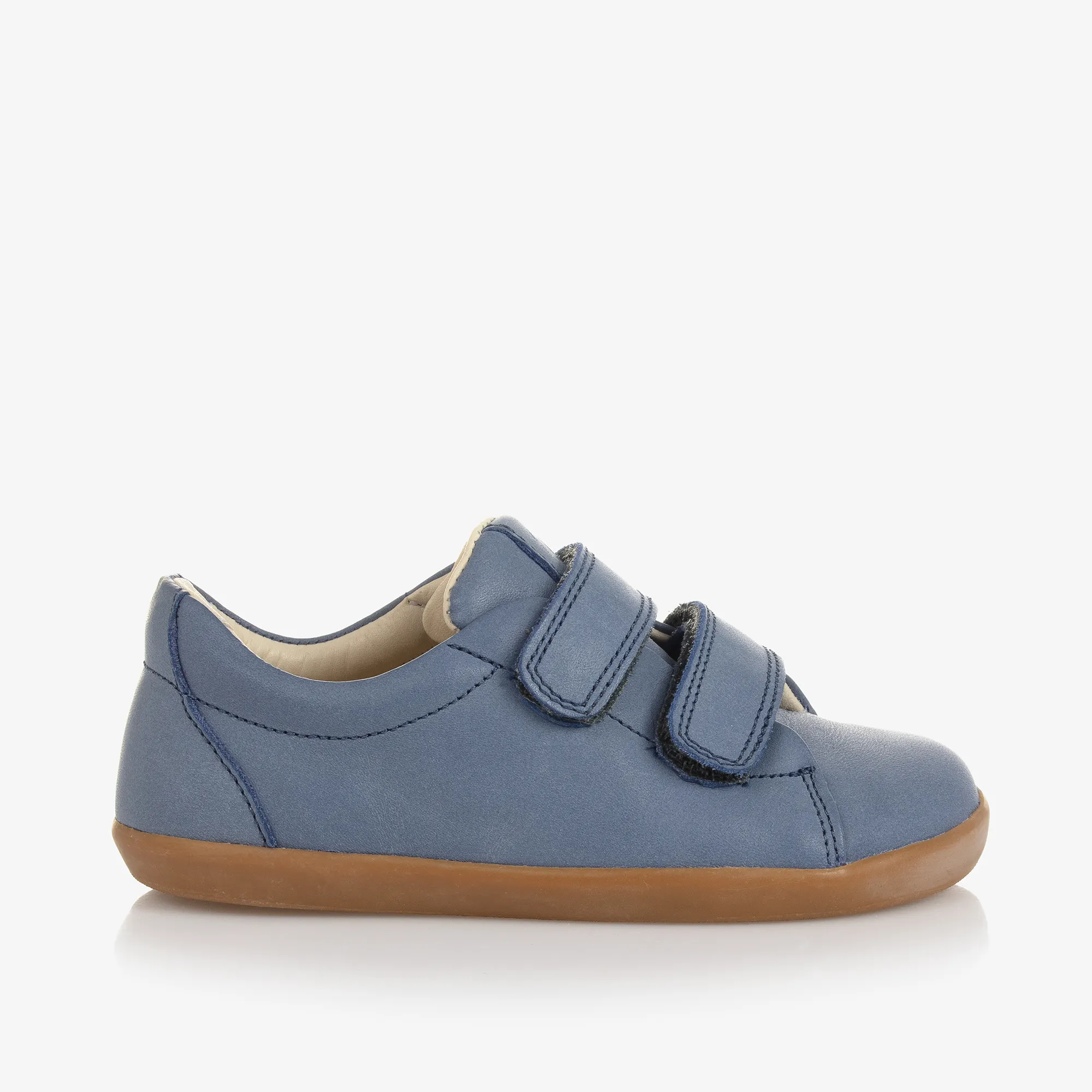 Boys Blue Leather Velcro Trainers