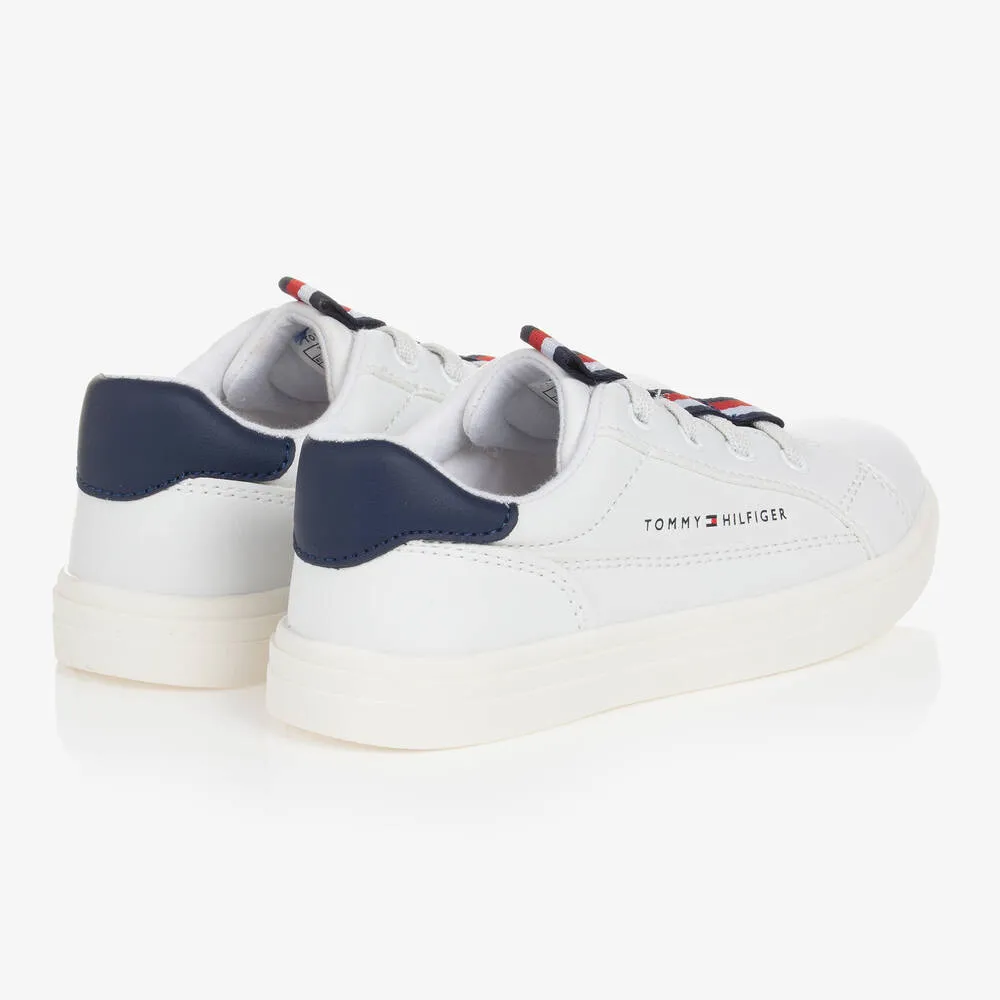 Boys White Logo Tape Trainers