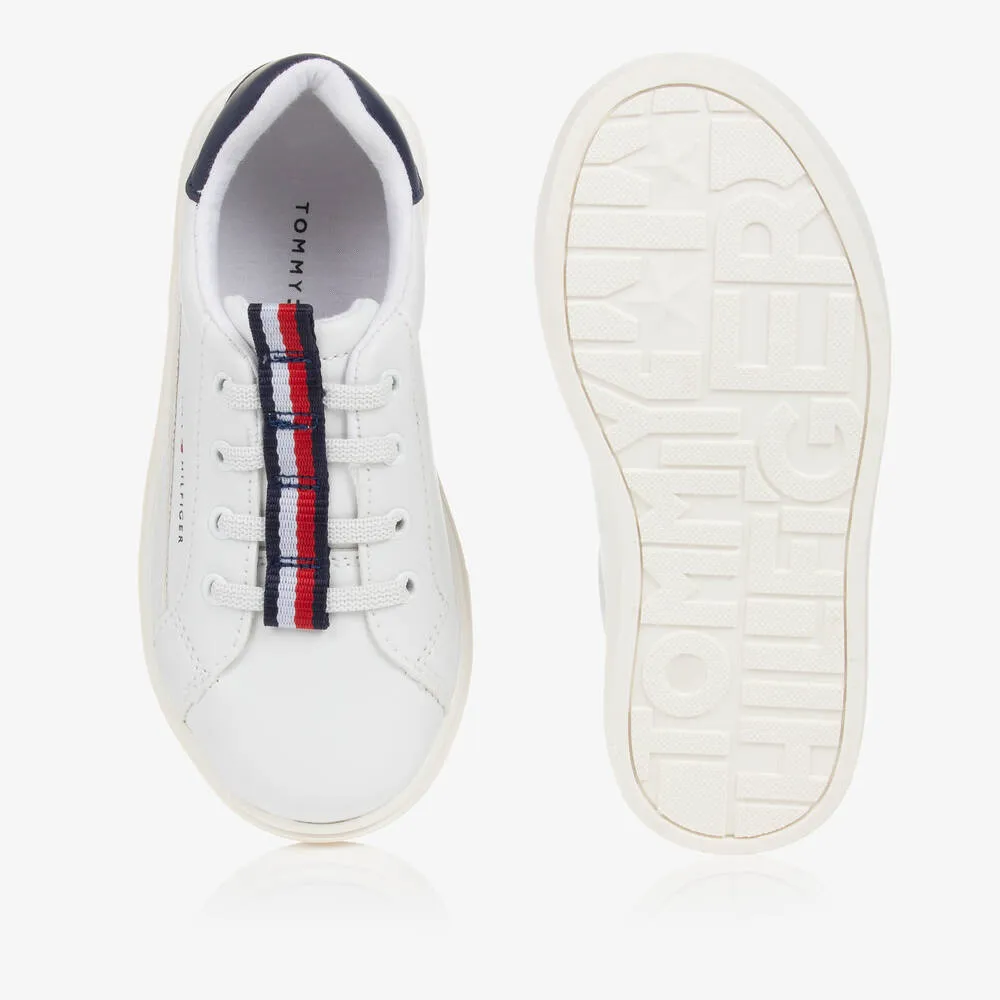 Boys White Logo Tape Trainers