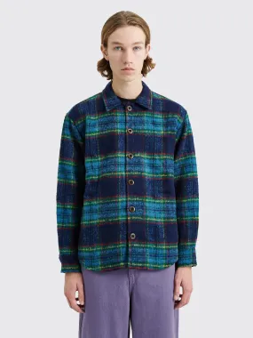 Brain Dead Brushed Rancher Flannel Shirt Jacket Navy