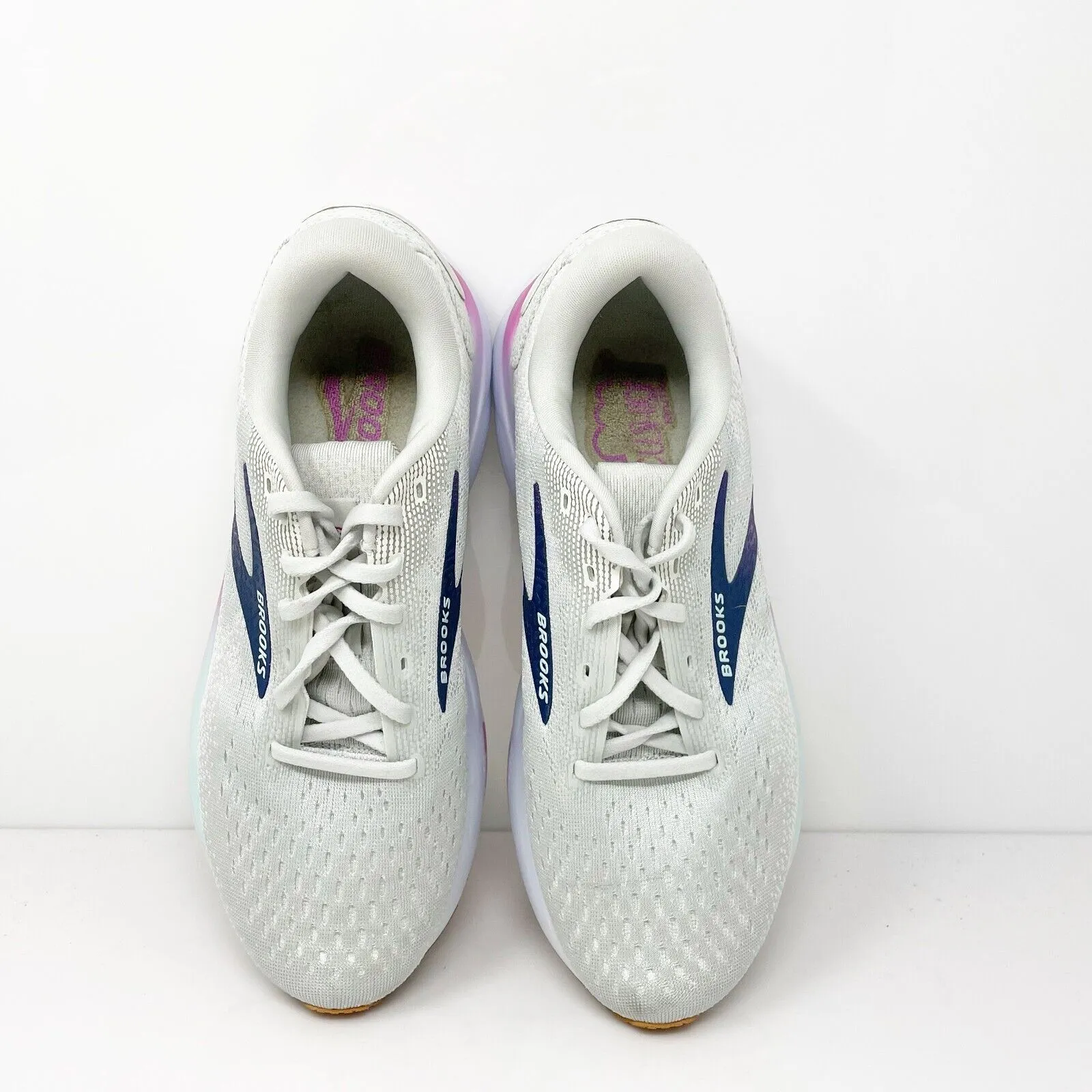 Brooks Womens Ghost 16 1204071D175 White Running Shoes Sneakers Size 8.5 D