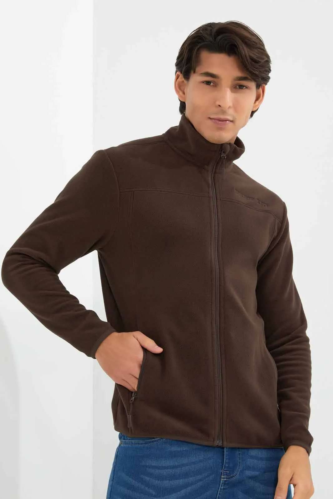 Brown Embroidered Sweatshirt For Men