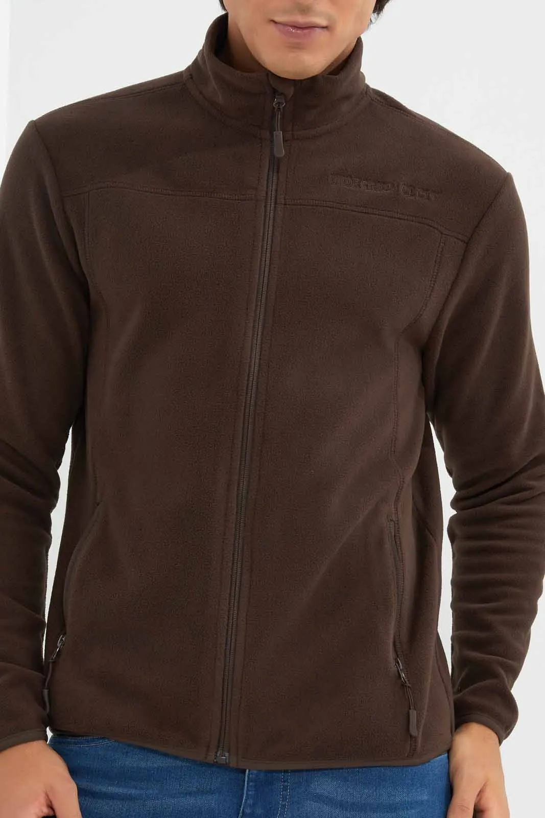 Brown Embroidered Sweatshirt For Men