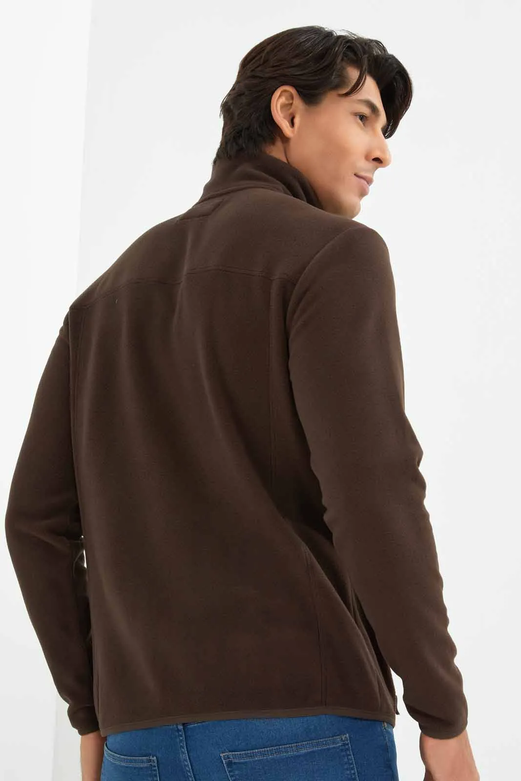 Brown Embroidered Sweatshirt For Men