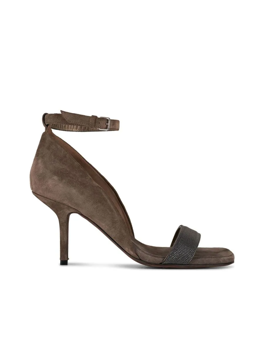 Brown Leather Pumps with Strap