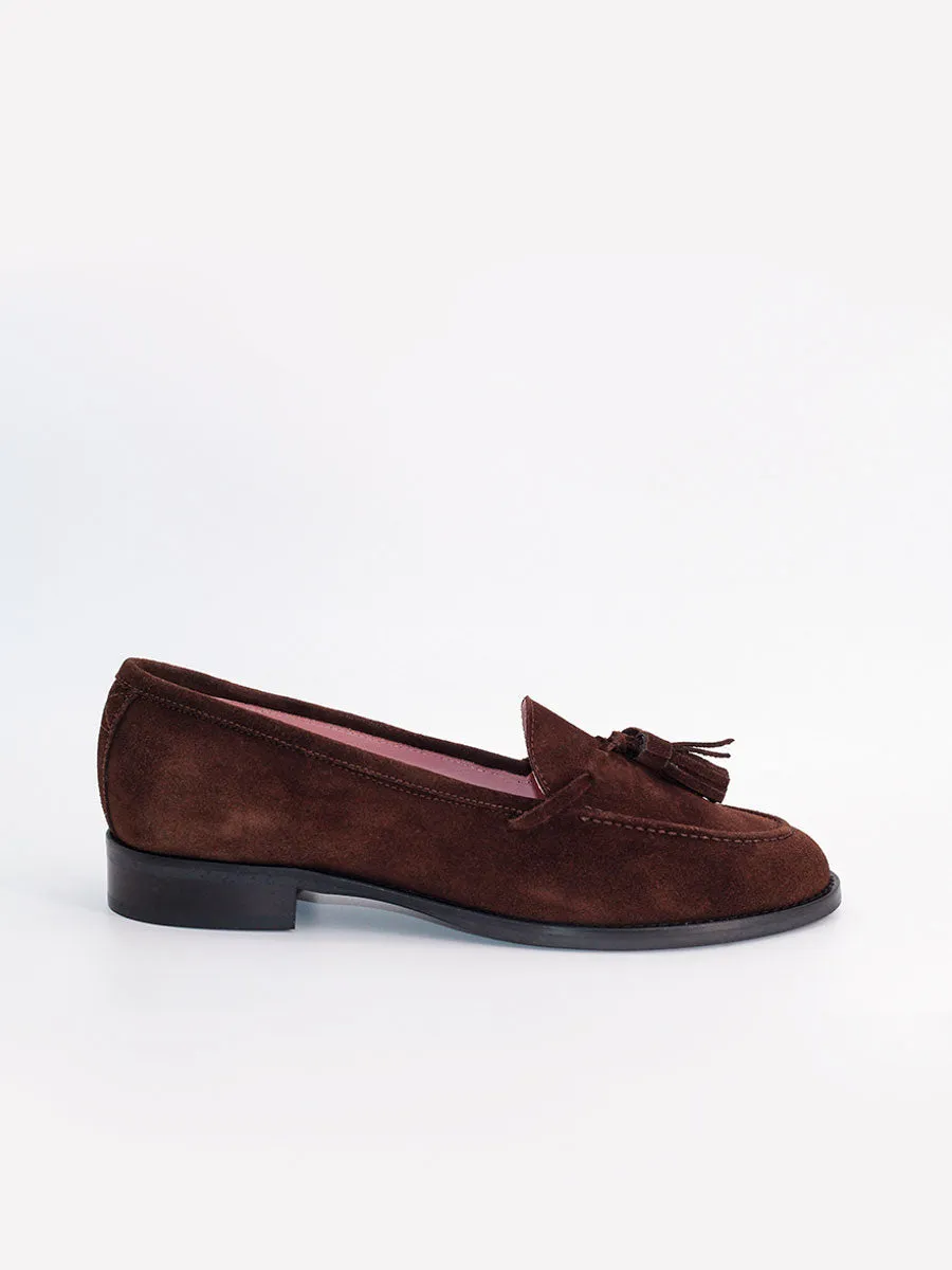 Brown suede women's Ibiza loafers.