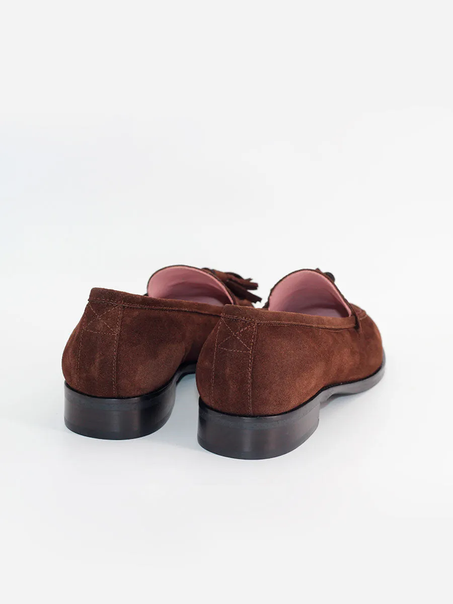 Brown suede women's Ibiza loafers.