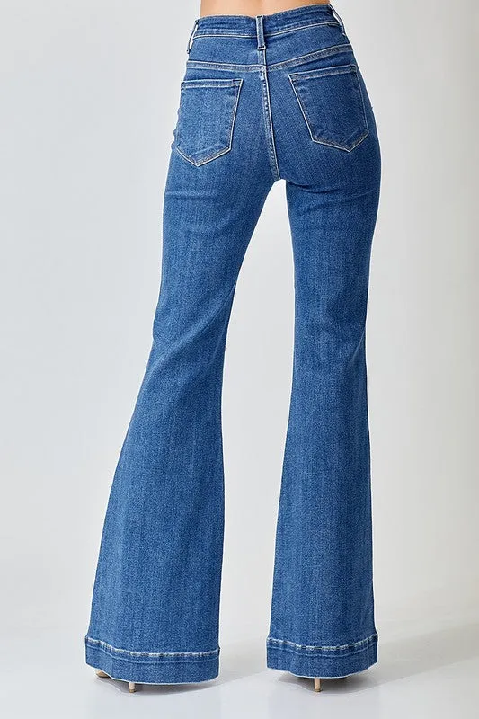 Bruni High Waisted Patch Pocket Flare Jeans