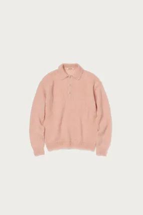 Brushed Super Kid Mohair Knit Polo - Pink Beige