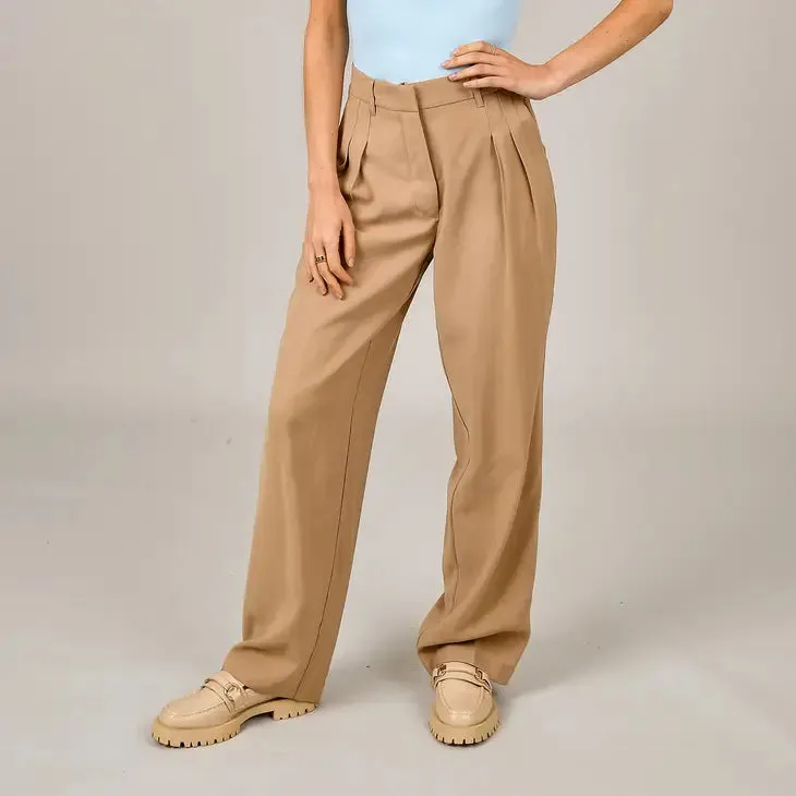 Women's High-Waisted Pleated Trousers: Brynn Collection