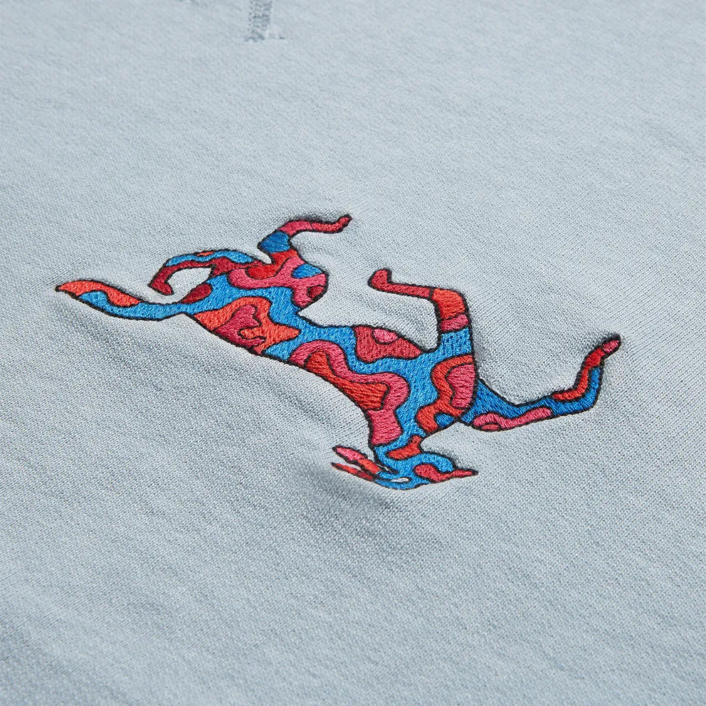 BY PARRA UPSIDE DOG RACE CREW NECK SWEATSHIRT // DUSTY BLUE