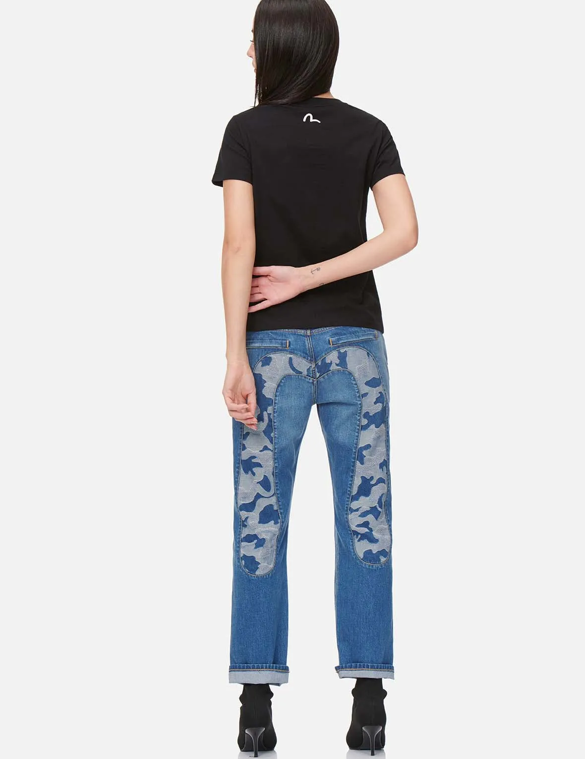 Camouflage Jacquard Daicock Insert Boyfriend Jeans