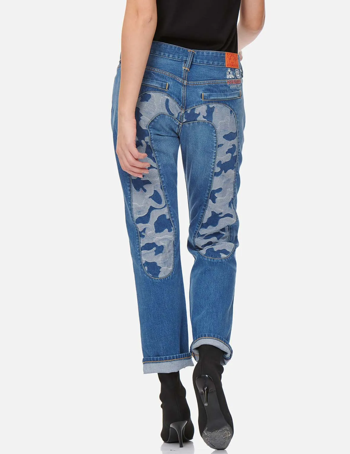 Camouflage Jacquard Daicock Insert Boyfriend Jeans