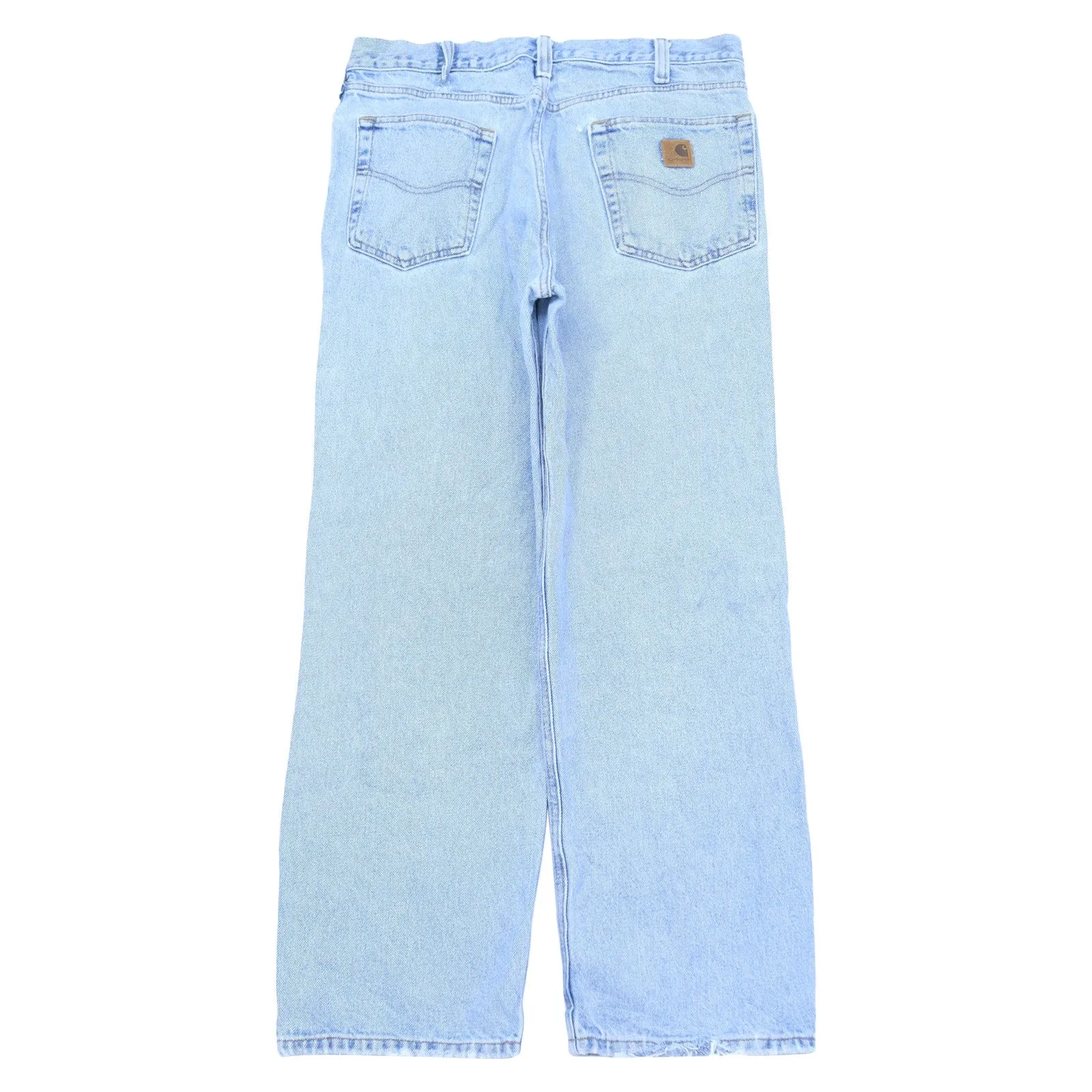 Carhartt Blue Denim Jeans With Leather Patch