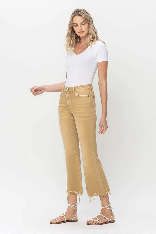 Carissa Vintage Crop Flare Jeans - Croissant