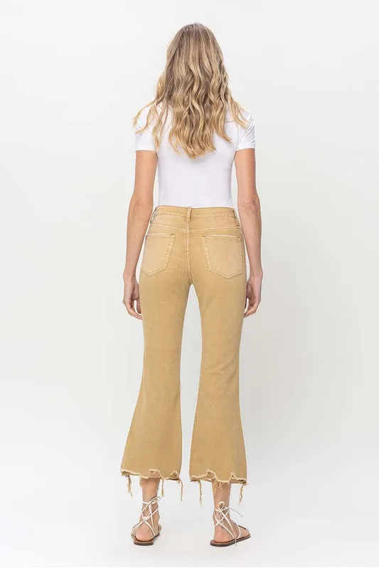 Carissa Vintage Crop Flare Jeans - Croissant