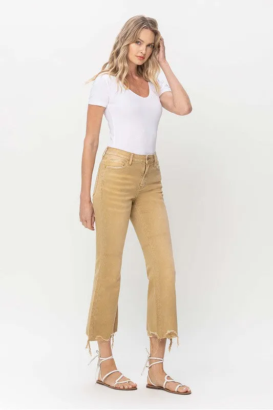 Carissa Vintage Crop Flare Jeans - Croissant