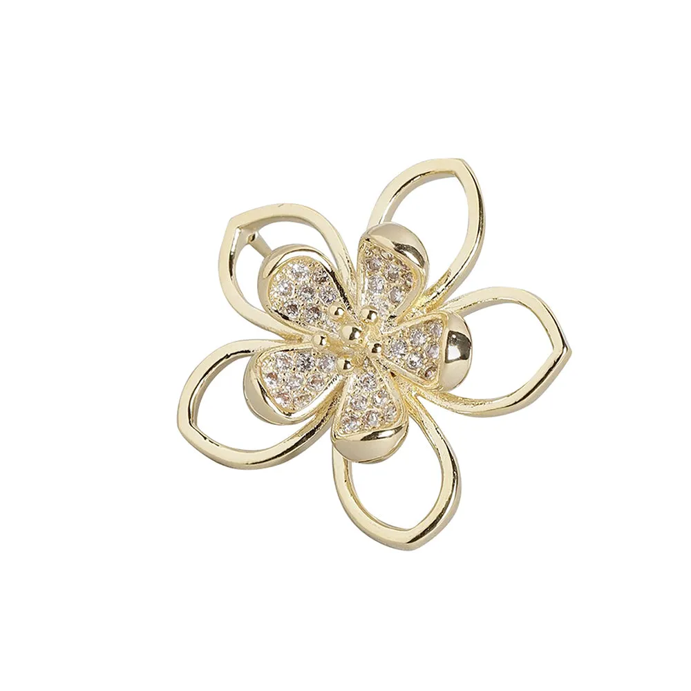 Carlton London Women'S Brass Gold-Plated Cz-Studded Handcrafted Floral Oversized Studs Fje3451