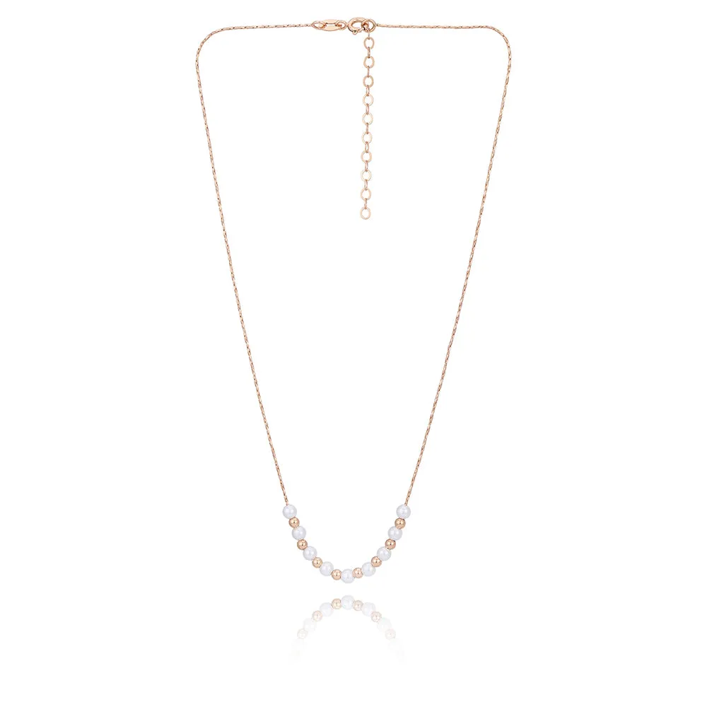 Carlton London Women'S Gift Card Jewellery-18K Rose Gold Plated With Pearls Stud Necklace Fjn4100