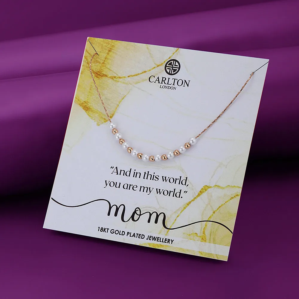 Carlton London Women'S Gift Card Jewellery-18K Rose Gold Plated With Pearls Stud Necklace Fjn4100