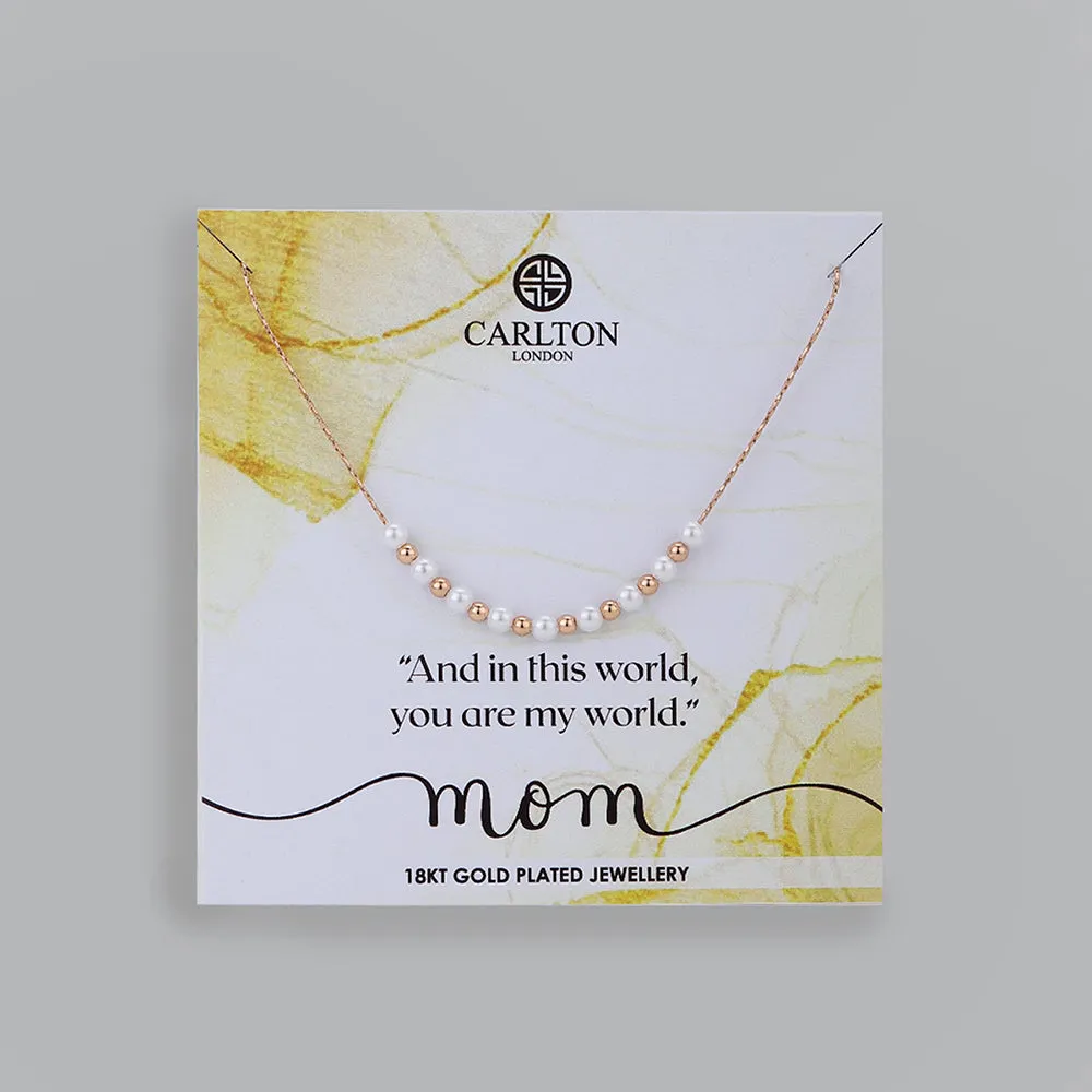 Carlton London Women'S Gift Card Jewellery-18K Rose Gold Plated With Pearls Stud Necklace Fjn4100