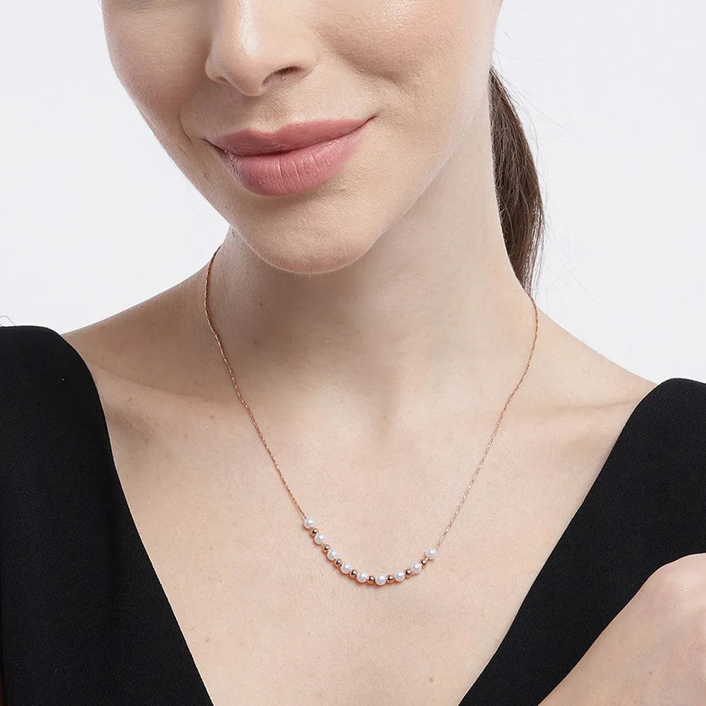 Carlton London Women'S Gift Card Jewellery-18K Rose Gold Plated With Pearls Stud Necklace Fjn4100