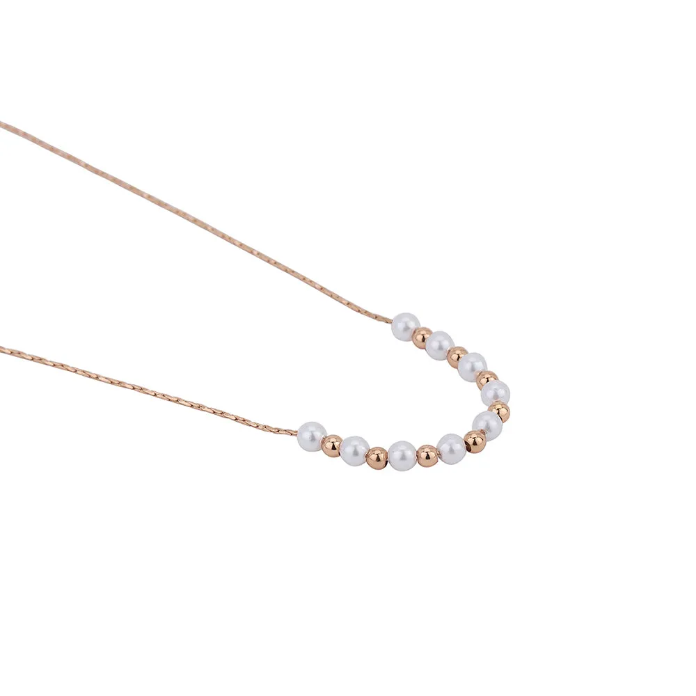 Carlton London Women'S Gift Card Jewellery-18K Rose Gold Plated With Pearls Stud Necklace Fjn4100