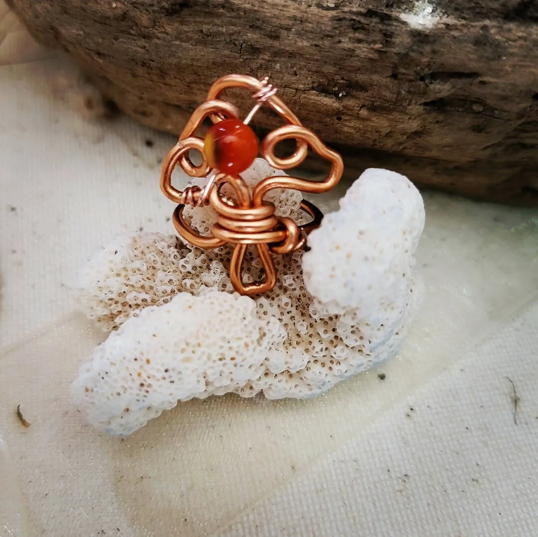 Carnelian Mushroom Wire Wrapped Ring by Island Girl Art