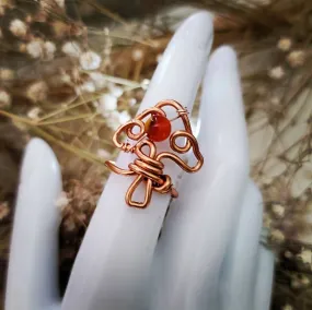 Carnelian Mushroom Wire Wrapped Ring by Island Girl Art