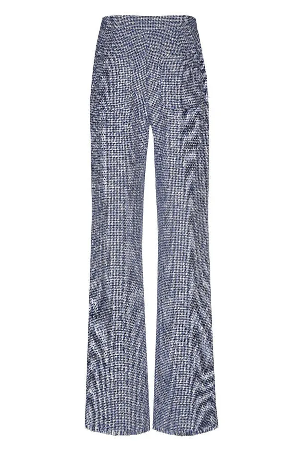 Caroline Biss BLUE BOUCLETTE STRAIGHT TROUSERS