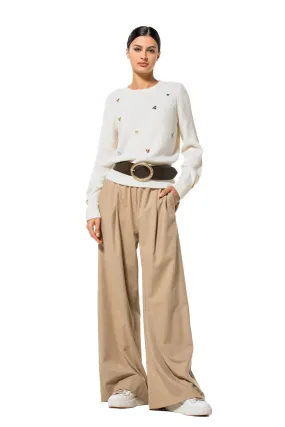 Caroline Biss LOOSE-FITTING WIDE WOOL-MIX TROUSERS