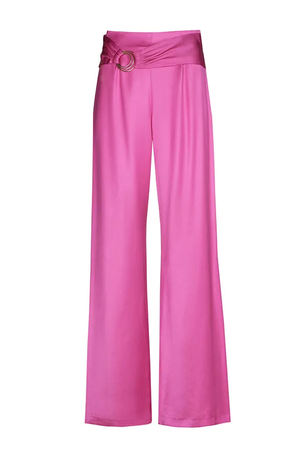 Caroline Biss MAGENTA STRAIGHT LOOSE DRESSY TROUSERS