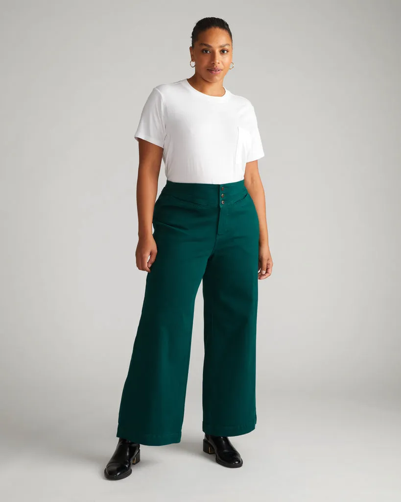 Charlie High Rise Sailor Jeans - Verdant Green