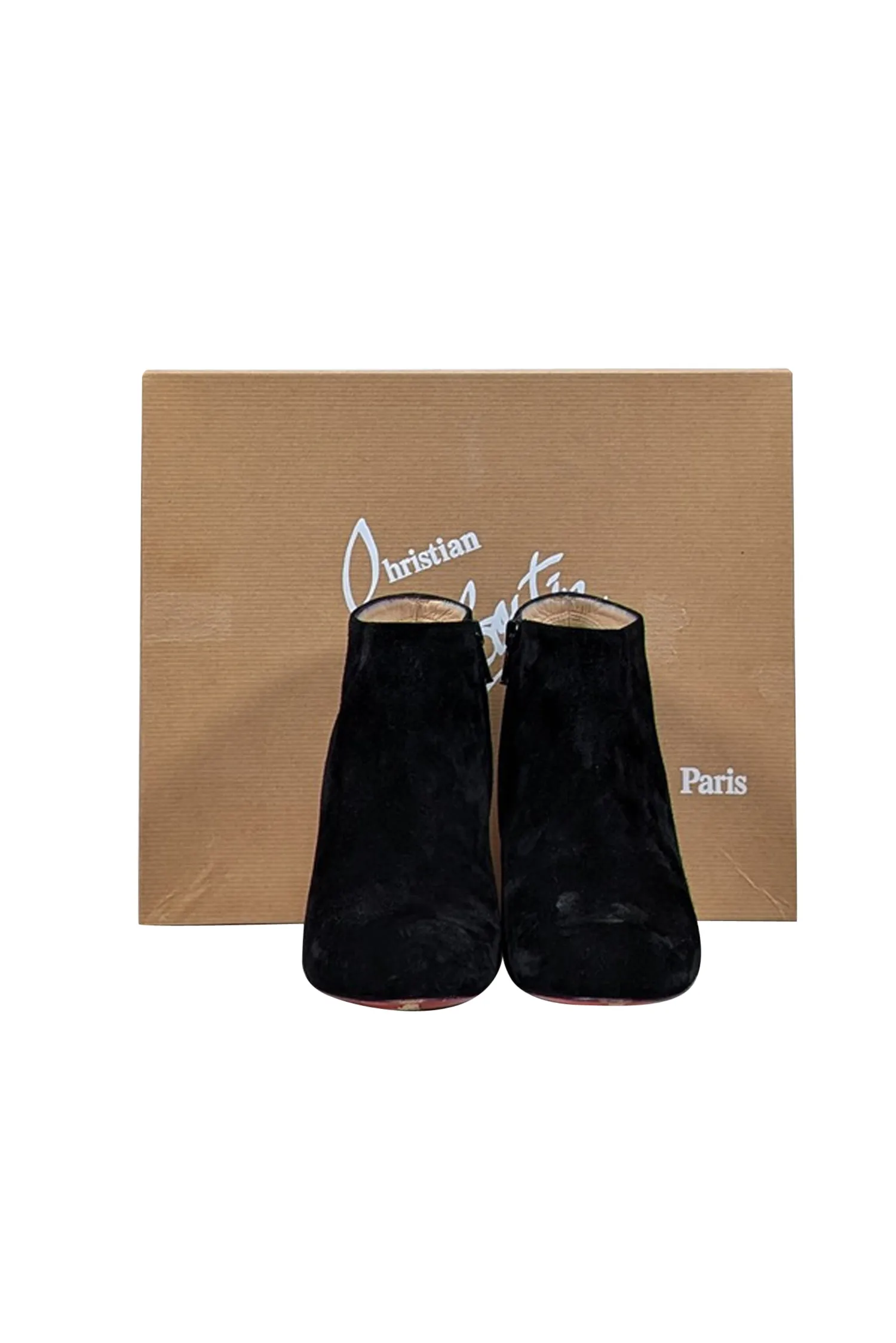 Christian Louboutin - Black Suede Heeled Short Boots Sz 6