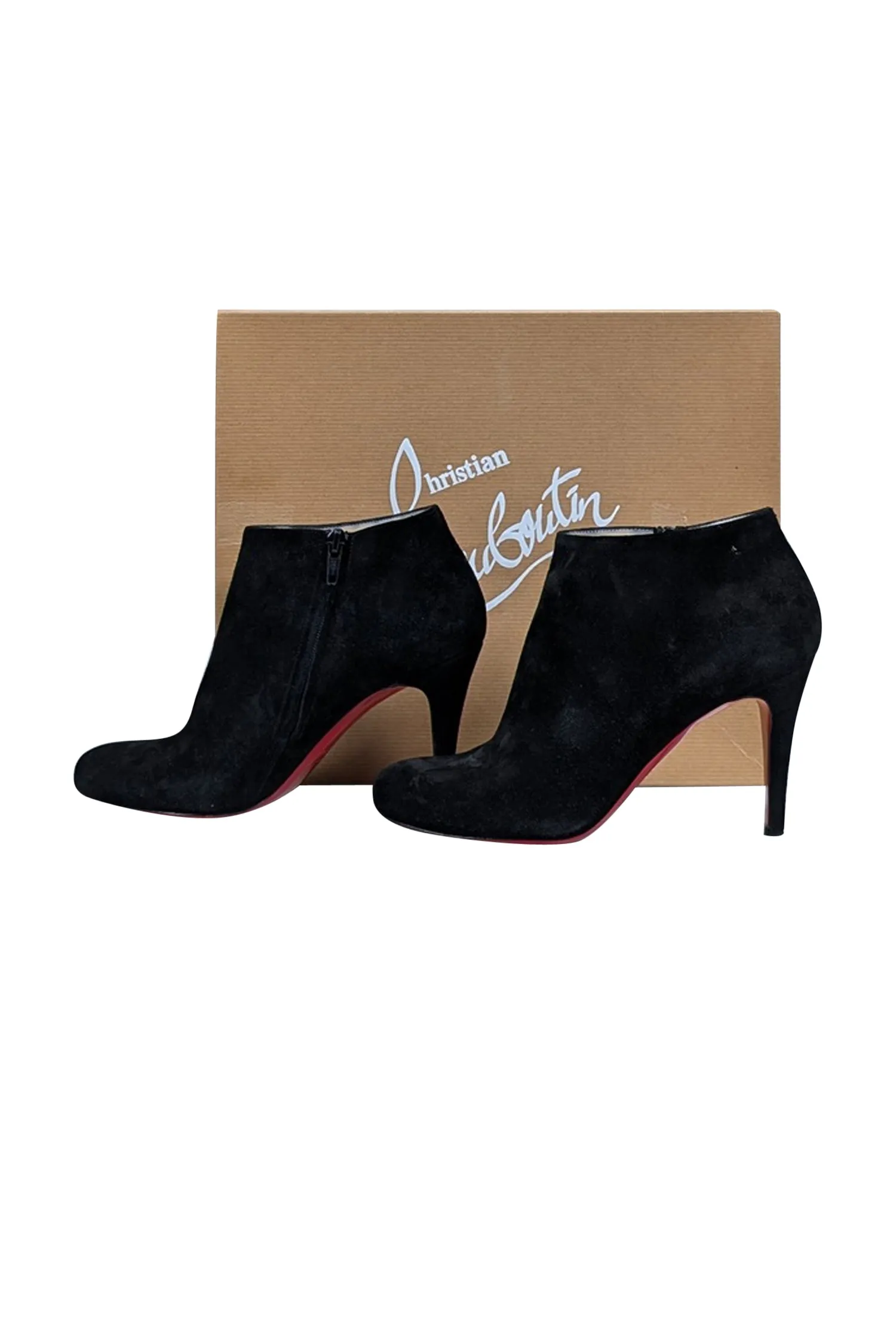 Christian Louboutin - Black Suede Heeled Short Boots Sz 6