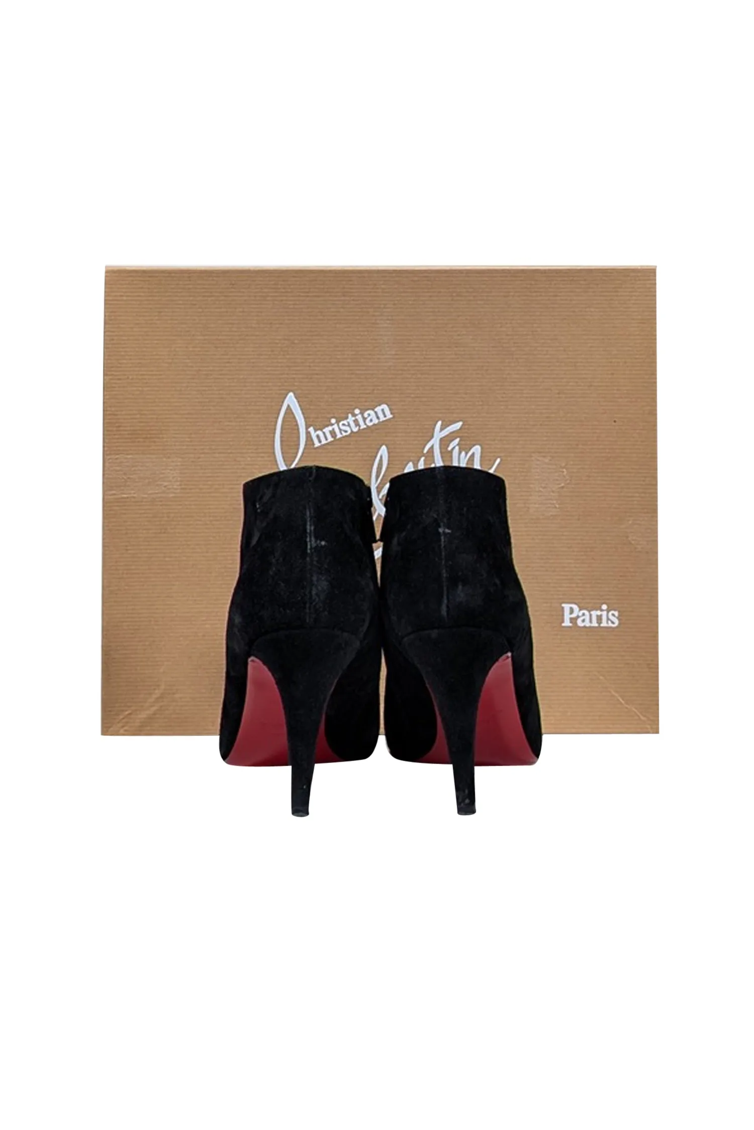 Christian Louboutin - Black Suede Heeled Short Boots Sz 6