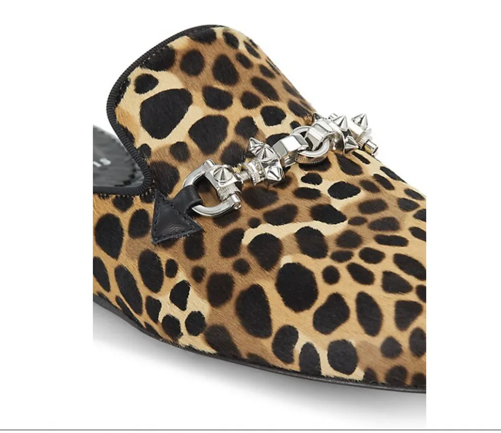 CHRISTIAN LOUBOUTIN COOLITO SWING EMBELLISHED LEOPARD PRINT CALF HAIR MULES