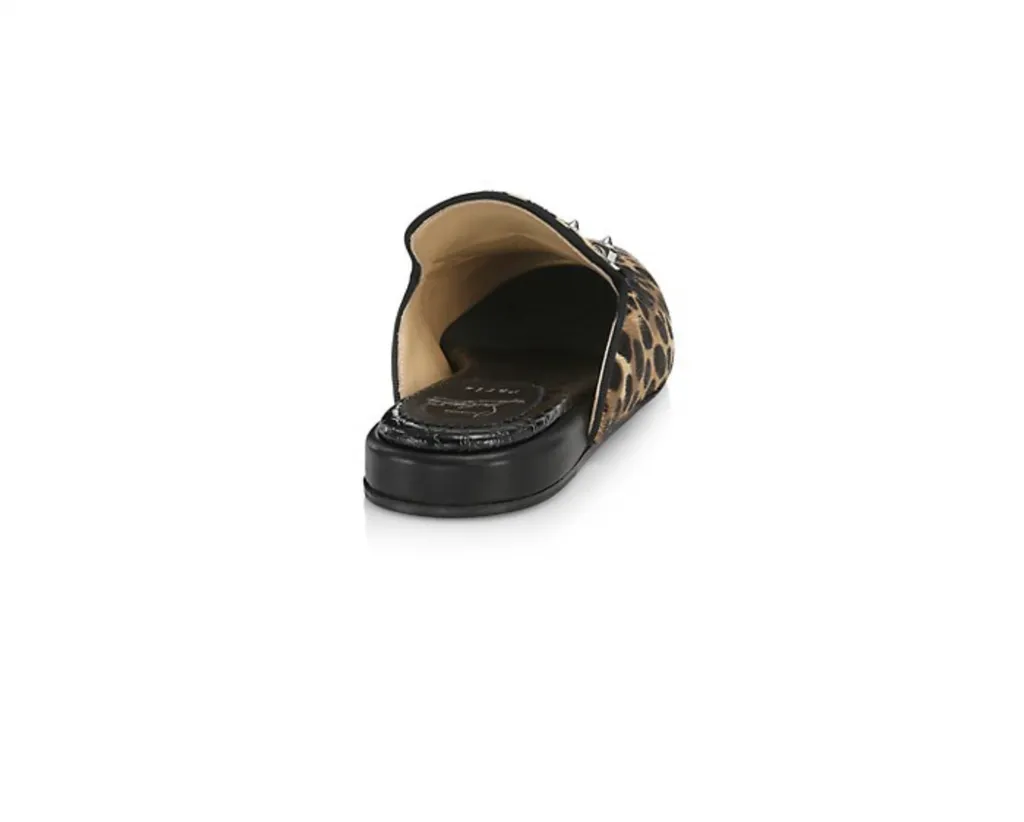 CHRISTIAN LOUBOUTIN COOLITO SWING EMBELLISHED LEOPARD PRINT CALF HAIR MULES