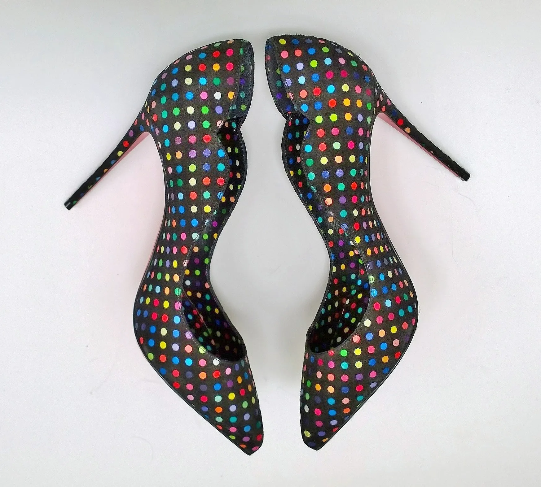 Christian Louboutin Hot Chick 100 Black Suede Polka Dot Heels