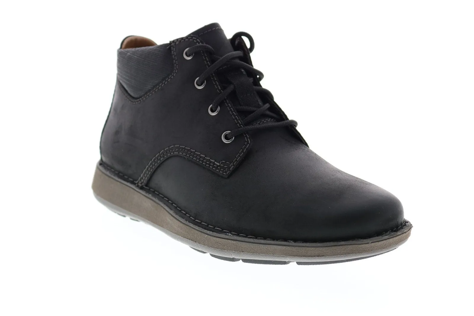 Clarks Men's Black Leather Lace Up Chukka Boots - Larvik Top 26144603