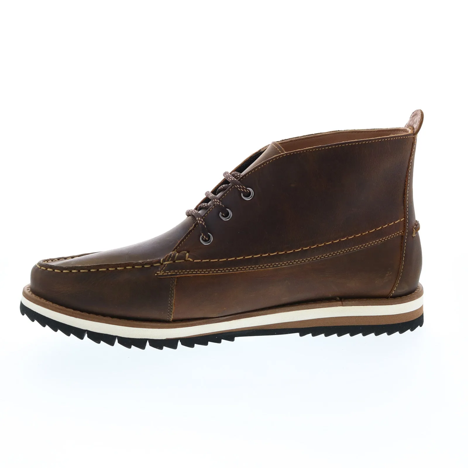 Clarks Men's Brown Leather Lace Up Chukka Boots - Durston Mid