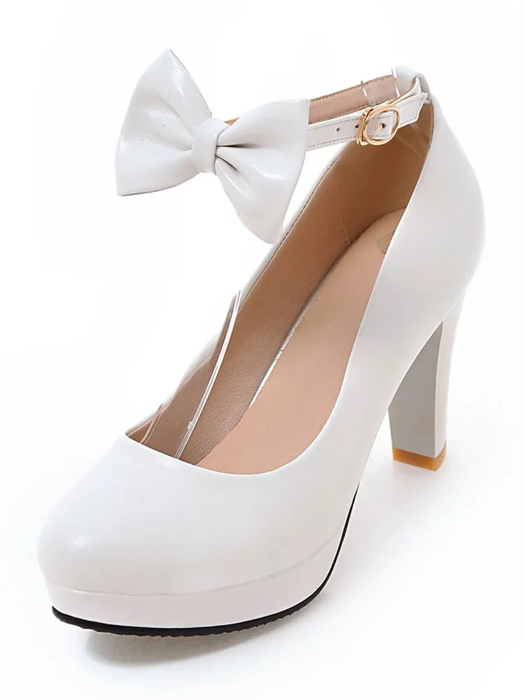 Classic Lolita Pumps Bow Ankle Strap Platform Lolita Heels