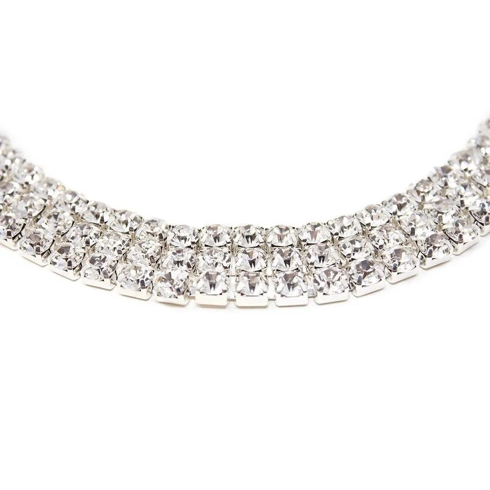 Clear Cubic Zirconia Three Row Choker