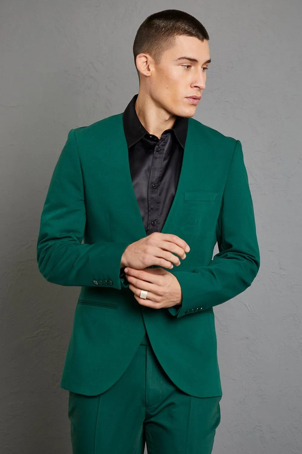 Collarless Skinny Suit Jacket