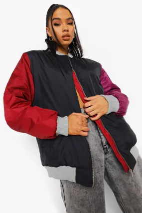 Colorblock Padded Bomber Jacket