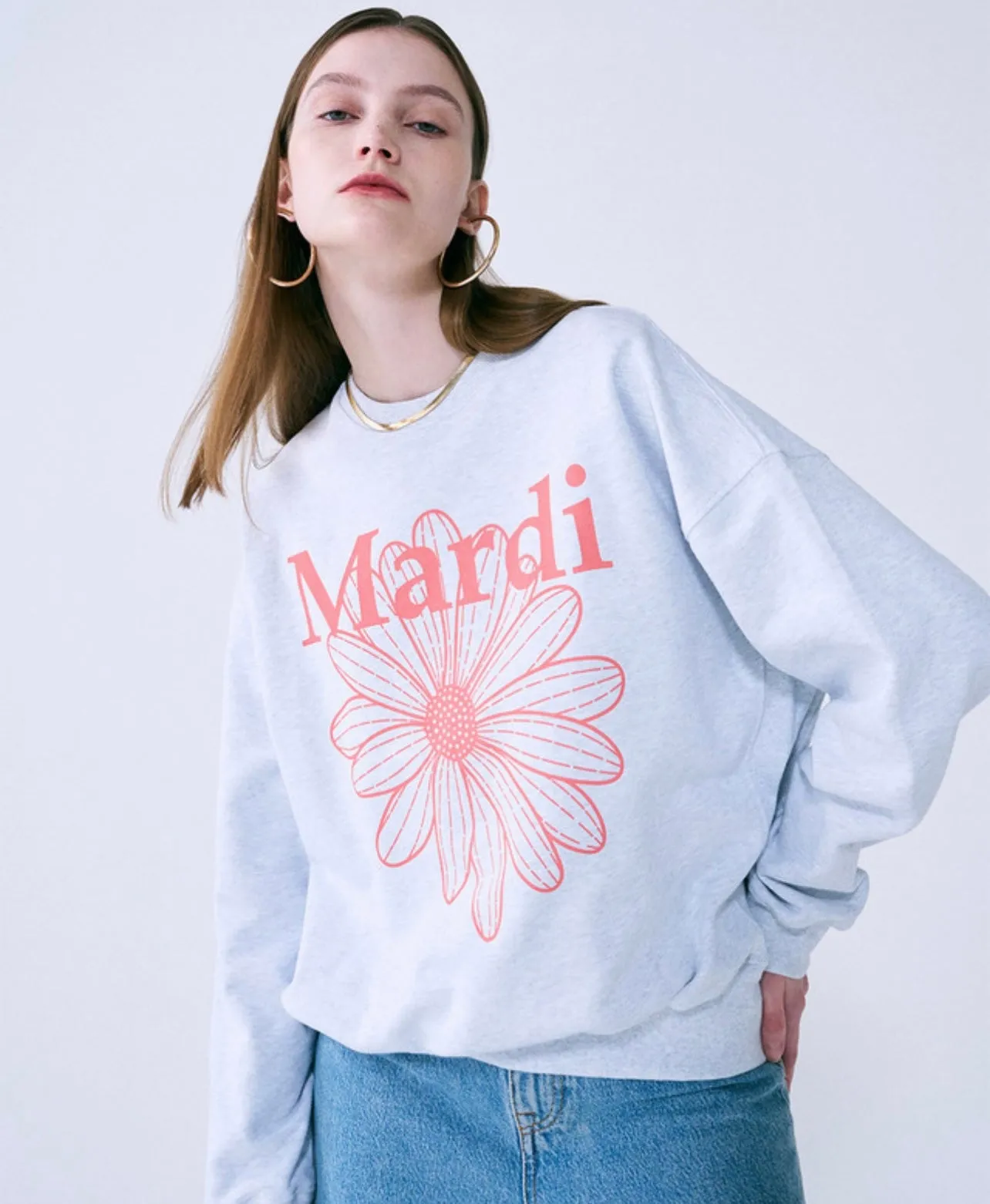 Coral Heather Flowermardi Sweatshirt